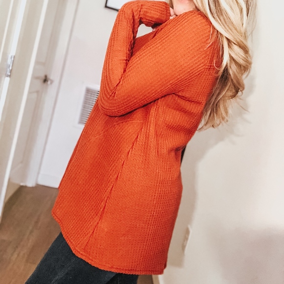 Blair Button Sweater - Rust - Picture 3 of 4